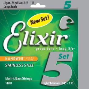 ELIXIR NANO BASS SS MED-LIGHT 45-135 5 STR SET